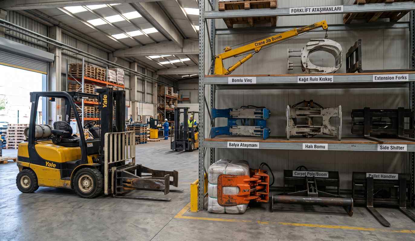 Çeşitli forklift ataşmanları