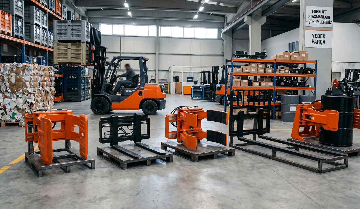 Çeşitli sektörlerde kullanılan forklift ataşmanları