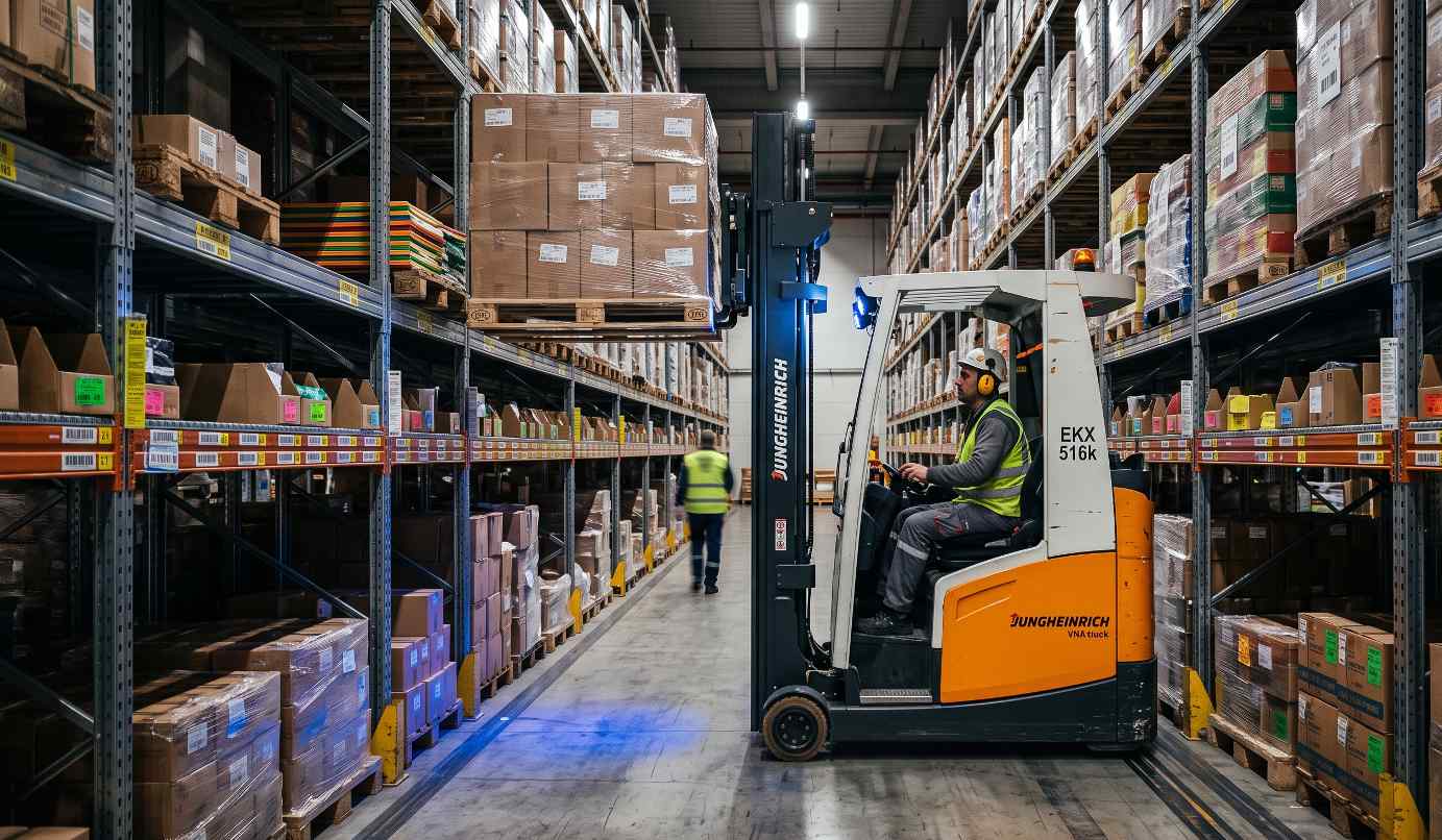 Dar koridor forklifti ile istifleme
